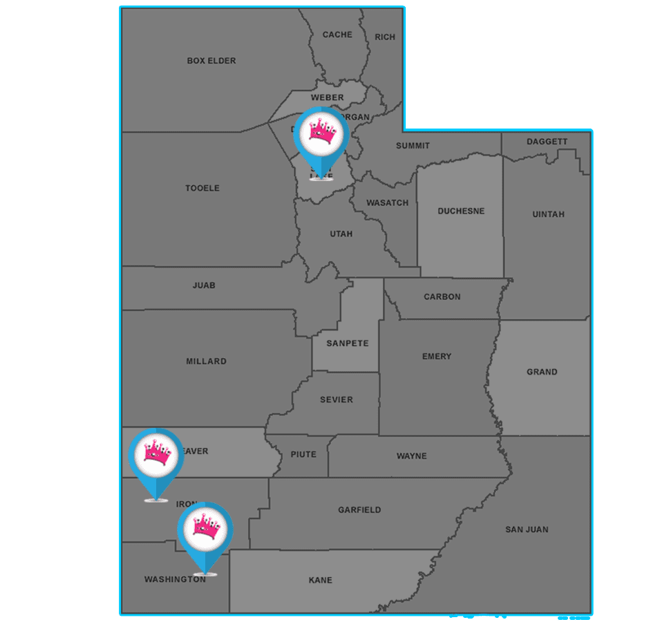 Map of Majesty Moving's Utah office locations.